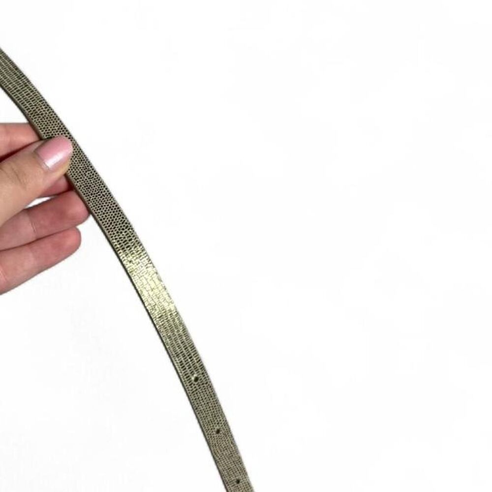 Ann Taylor genuine leather gold metallic snake print belt Size M New with tags M - Picture 2 of 6